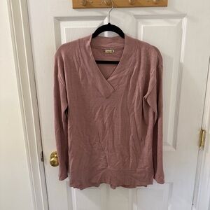 Smartwool Dusty Rose Merino Wool V-Neck Sweater Medium